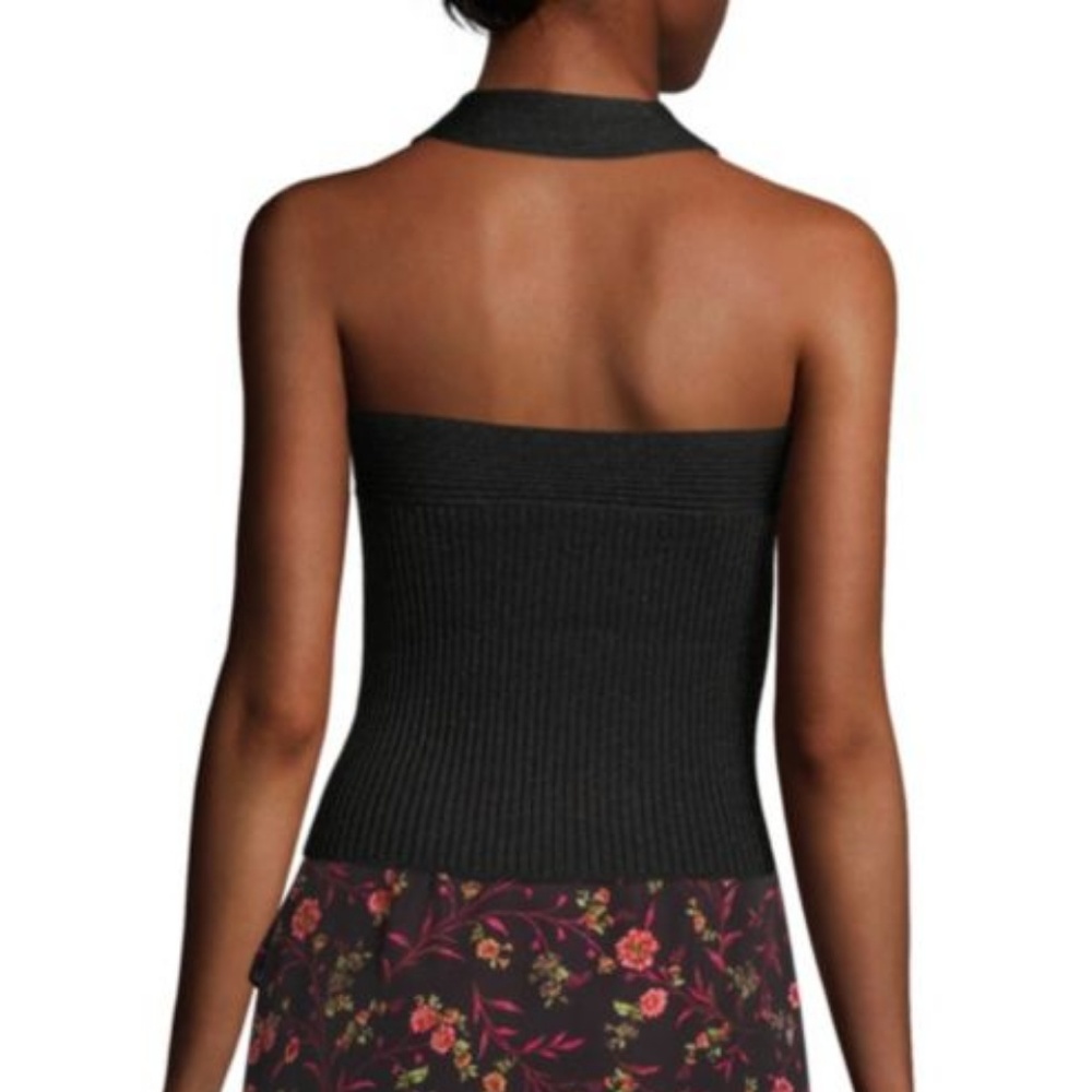 NWT Scripted Metallic Crossover Rib-Knit Top SZ-L - Picture 4 of 5